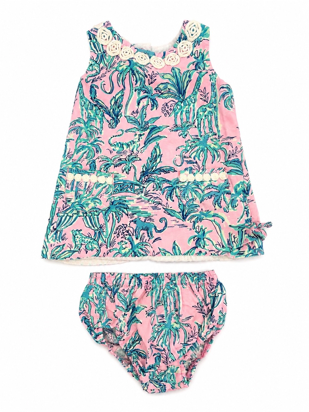 Lilly Pulitzer Pink Tropical Print Dress with Matching Bloomers